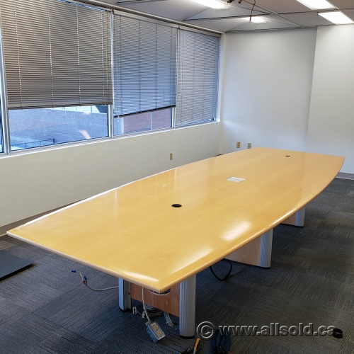 Teknion Blonde 12 ft Boardroom Table w/ Power Data Grommet Allsold.ca